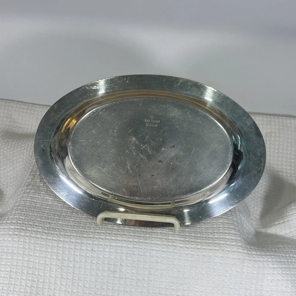 Vtg King Edward Silver Plate Trinket Tray 9